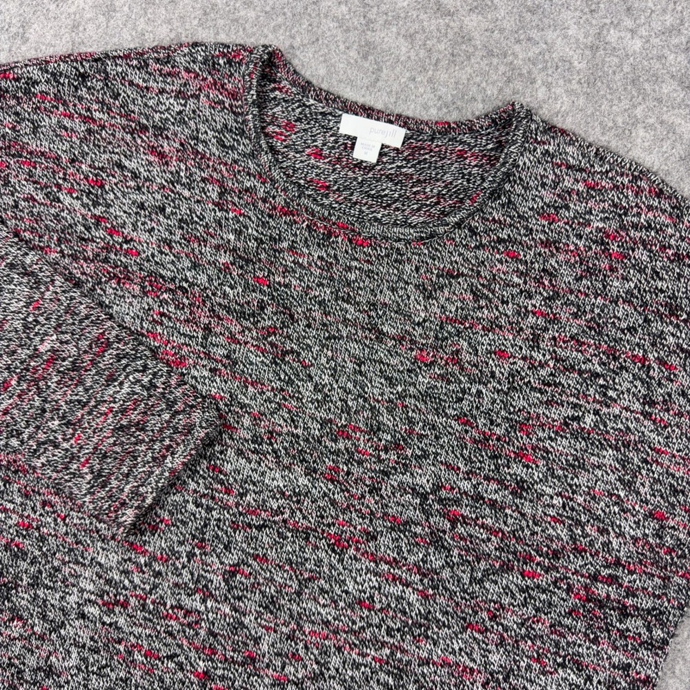 Pure Jill Sweater Womens Medium Gray Asymmetric Hem Cashmere Blend Tunic Soft